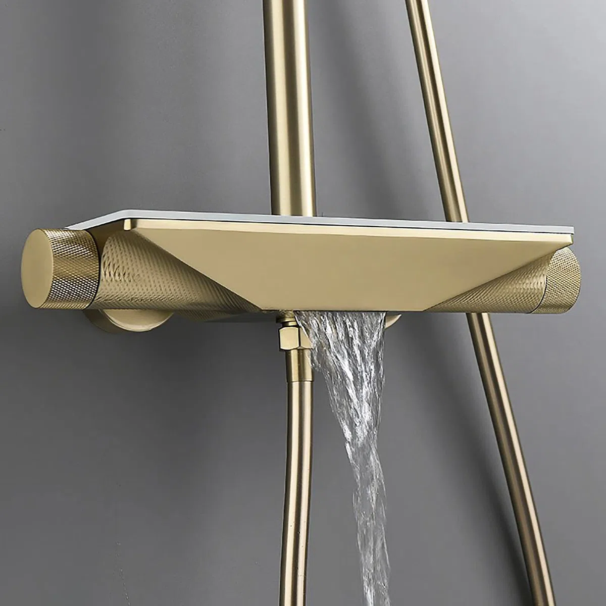 Doccia Set Rubinetto Doccia termostatico Set Combinato Doccia da 10 Pollici Set Combinato Miscelatore a Pioggia a Parete con beccuccio Vasca a Cascata, soffione Doccia a Pioggia Rotondo, Doccia a