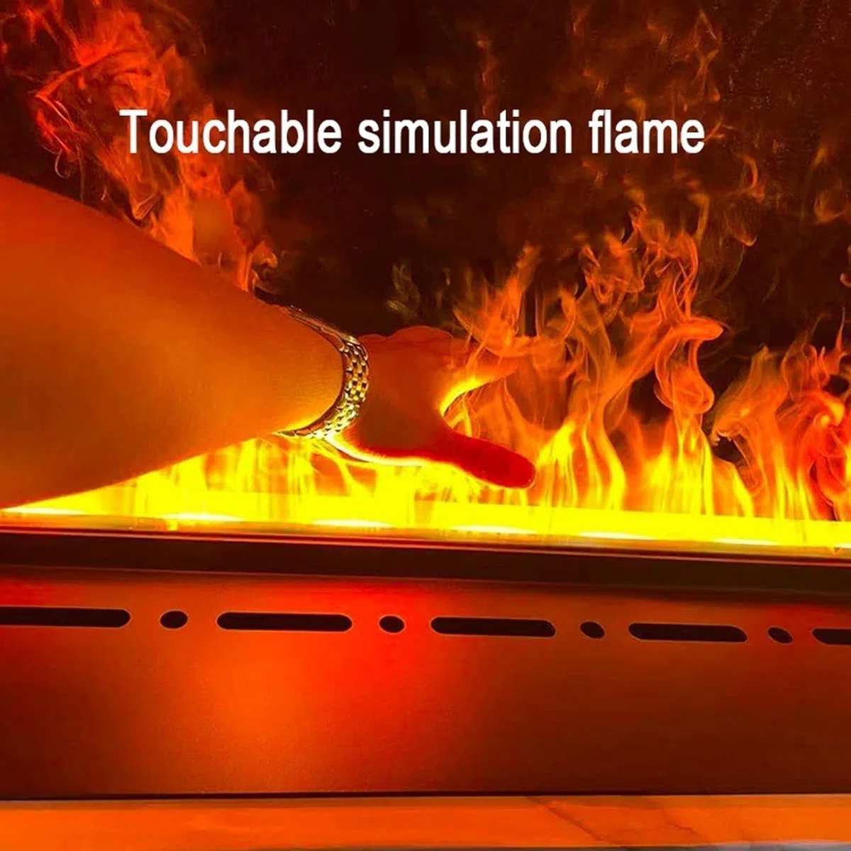 Inserto elettronico per camino con simulazione fiamma 3D e umidificatore a vapore