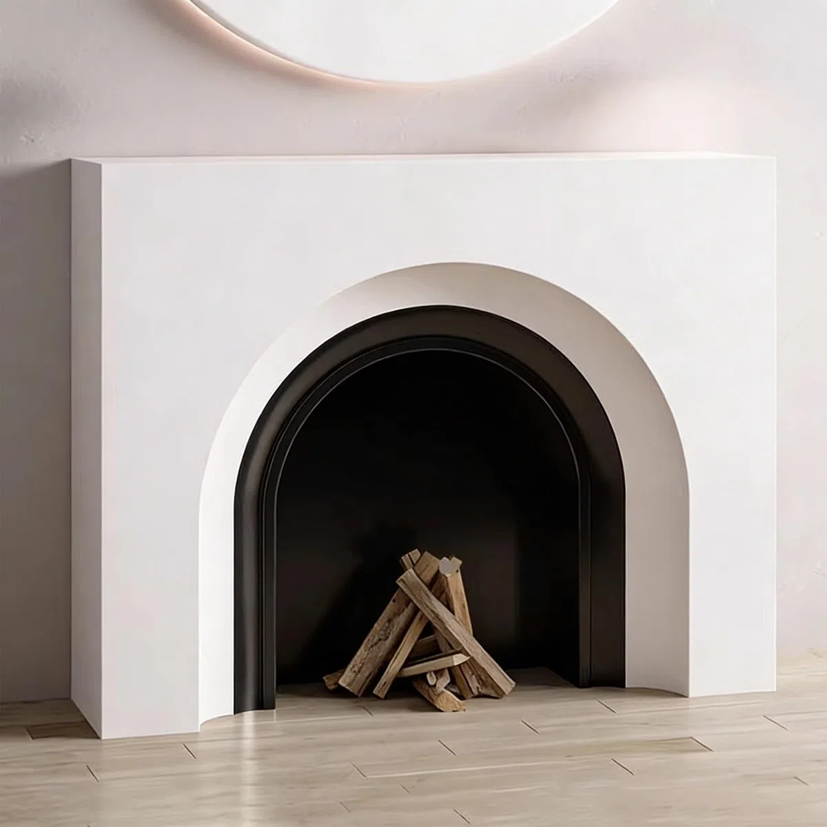 Rack per caminetto Cornice for camino ad arco bianca indipendente moderno