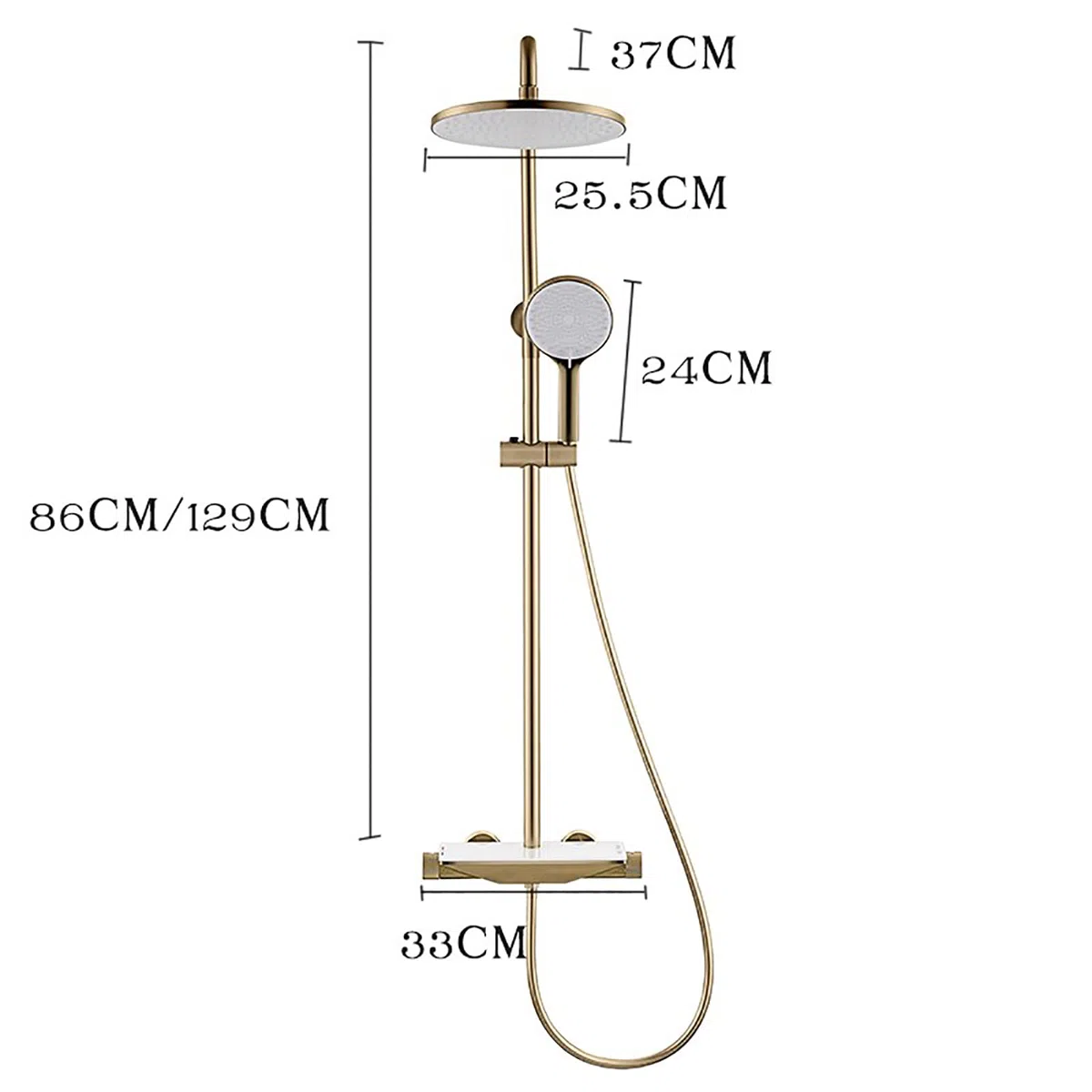 Doccia Set Rubinetto Doccia termostatico Set Combinato Doccia da 10 Pollici Set Combinato Miscelatore a Pioggia a Parete con beccuccio Vasca a Cascata, soffione Doccia a Pioggia Rotondo, Doccia a