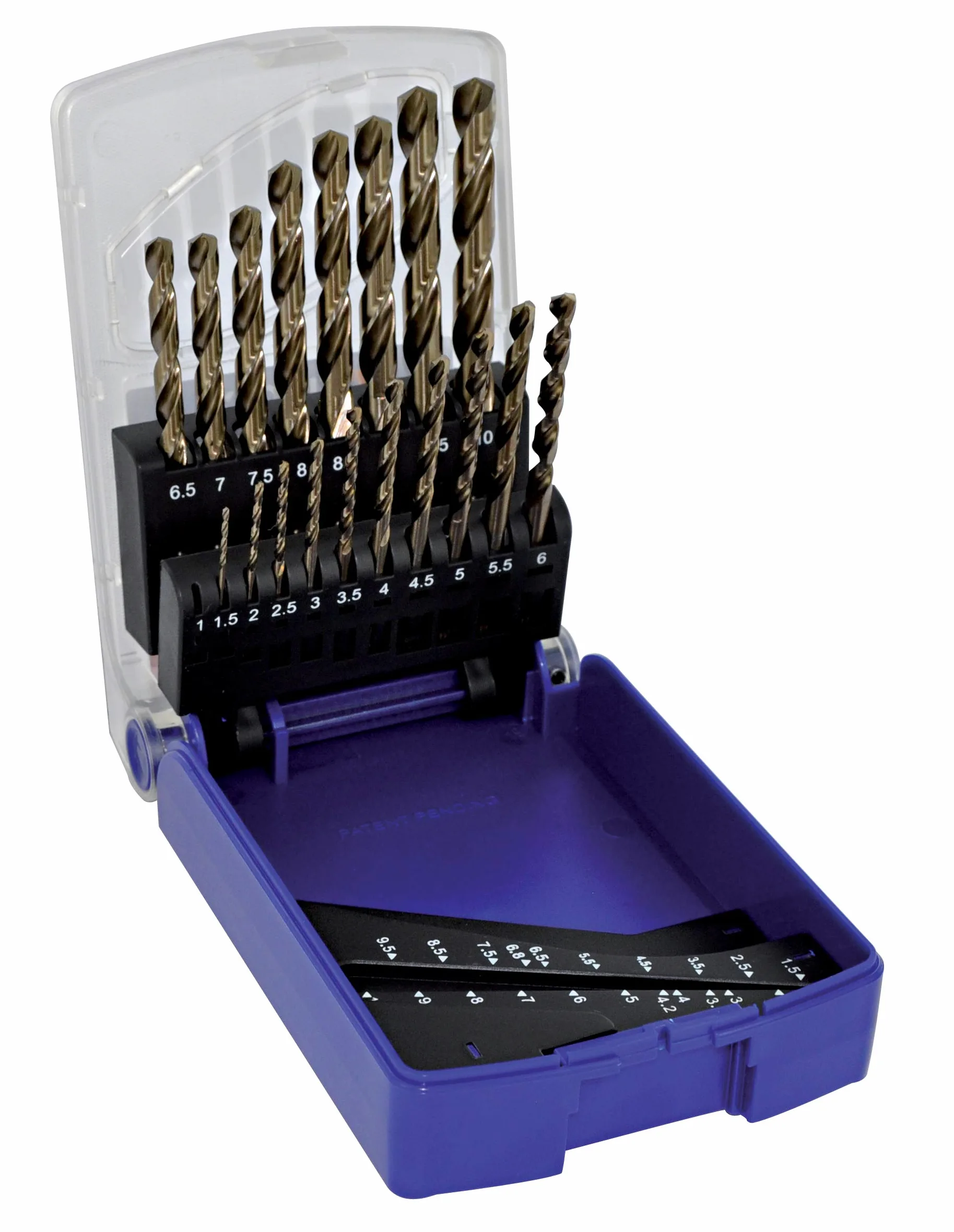 TIVOLY - Cofanetto punte per trapano graduate in metallo ad alte prestazioni - Speciale foratura in acciaio inox e acciaio resistente - 19 punte HSS cobalto Ø1 a 10 mm