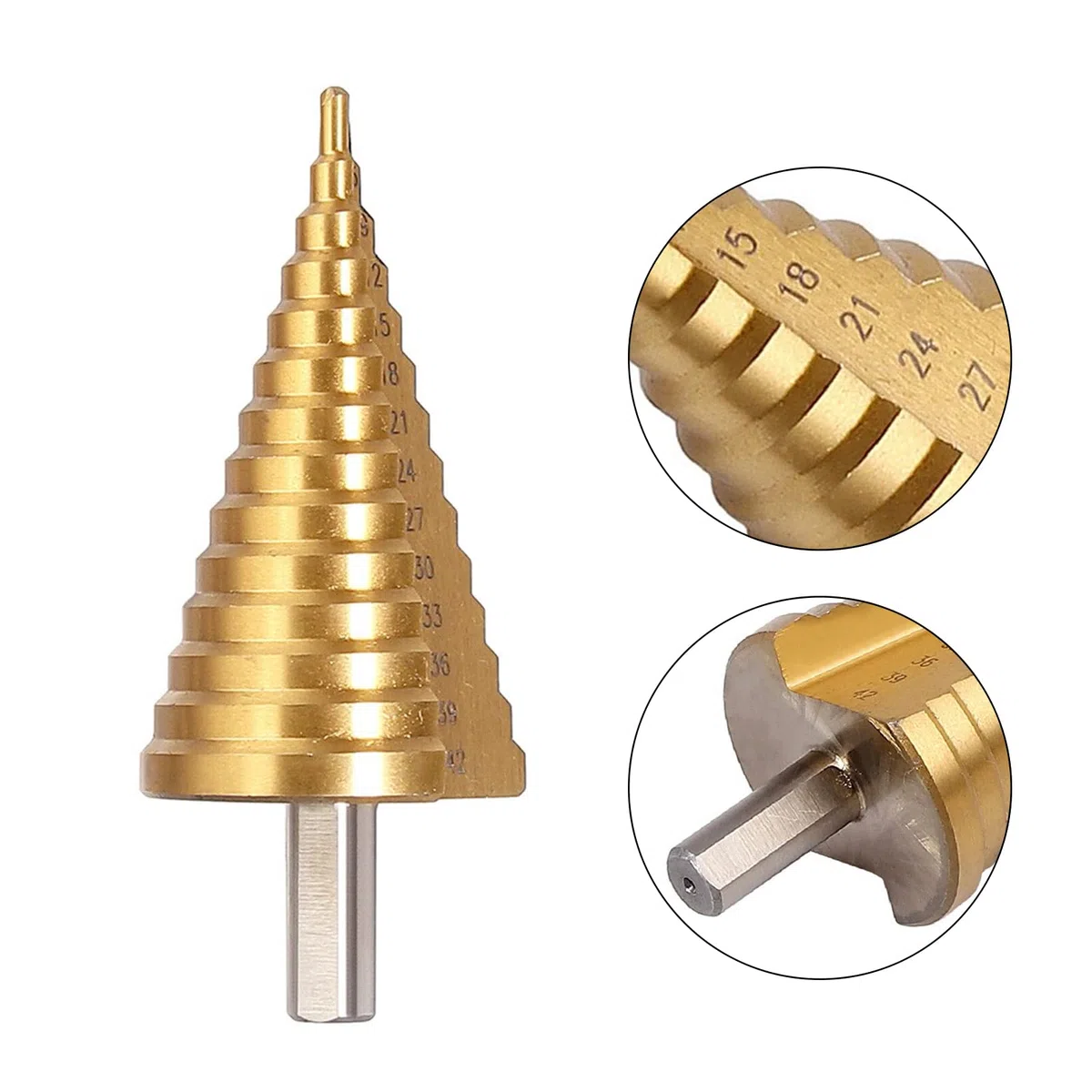 Trapano HSS a livelli, da 4 a 42 mm, per metallo morbido, legno, plastica Punta per trapano conico, punta a cono, fresa multistadio.