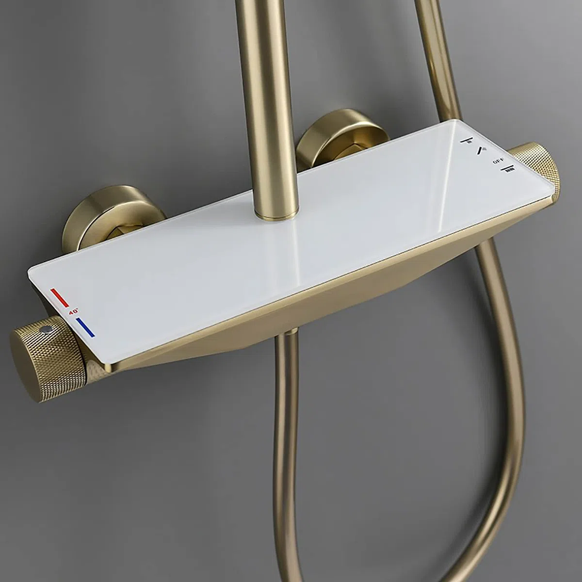 Doccia Set Rubinetto Doccia termostatico Set Combinato Doccia da 10 Pollici Set Combinato Miscelatore a Pioggia a Parete con beccuccio Vasca a Cascata, soffione Doccia a Pioggia Rotondo, Doccia a