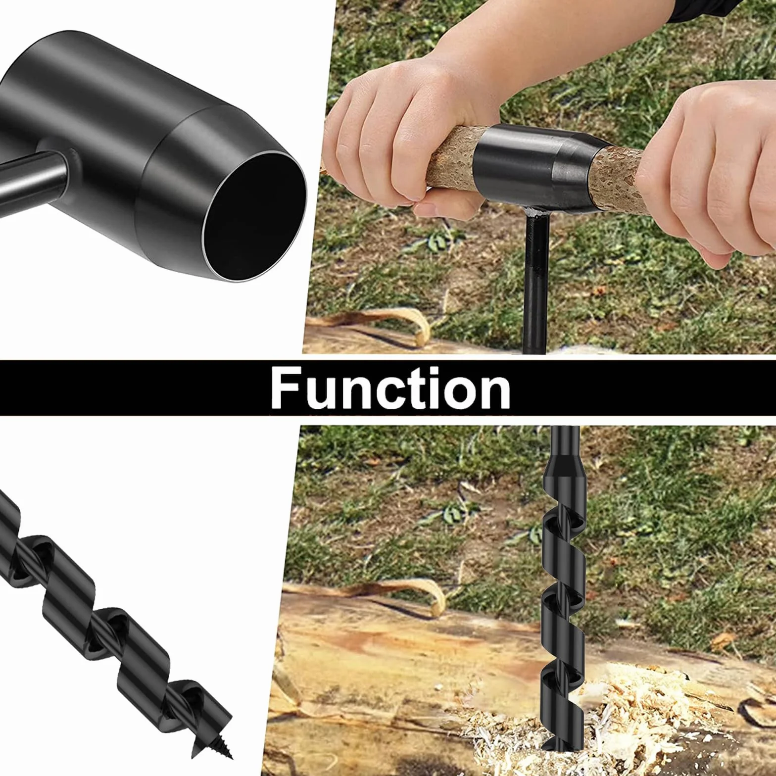 Trapano A Mano, Chiave Manuale Bushcraft 10-25 mm Trapano Elicoidale Manuale Per Attività All'Aperto Fai da Te Campeggio Artigianale Nella Giungla (Confezione da 4)