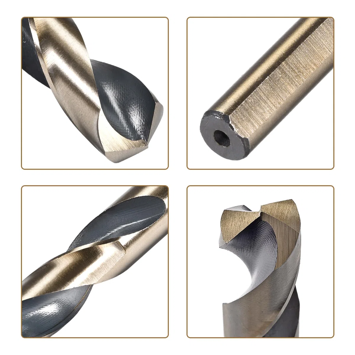 QUARKZMAN 3 Pezzi Punta A Torsione Con Gambo Ridotto 16mm Rivestimento Nero Nitruro E Oro Titanio Acciaio Rapido 4341 Con Gambo 10mm Per Acciaio Inossidabile Lega Metallo Plastica Legno