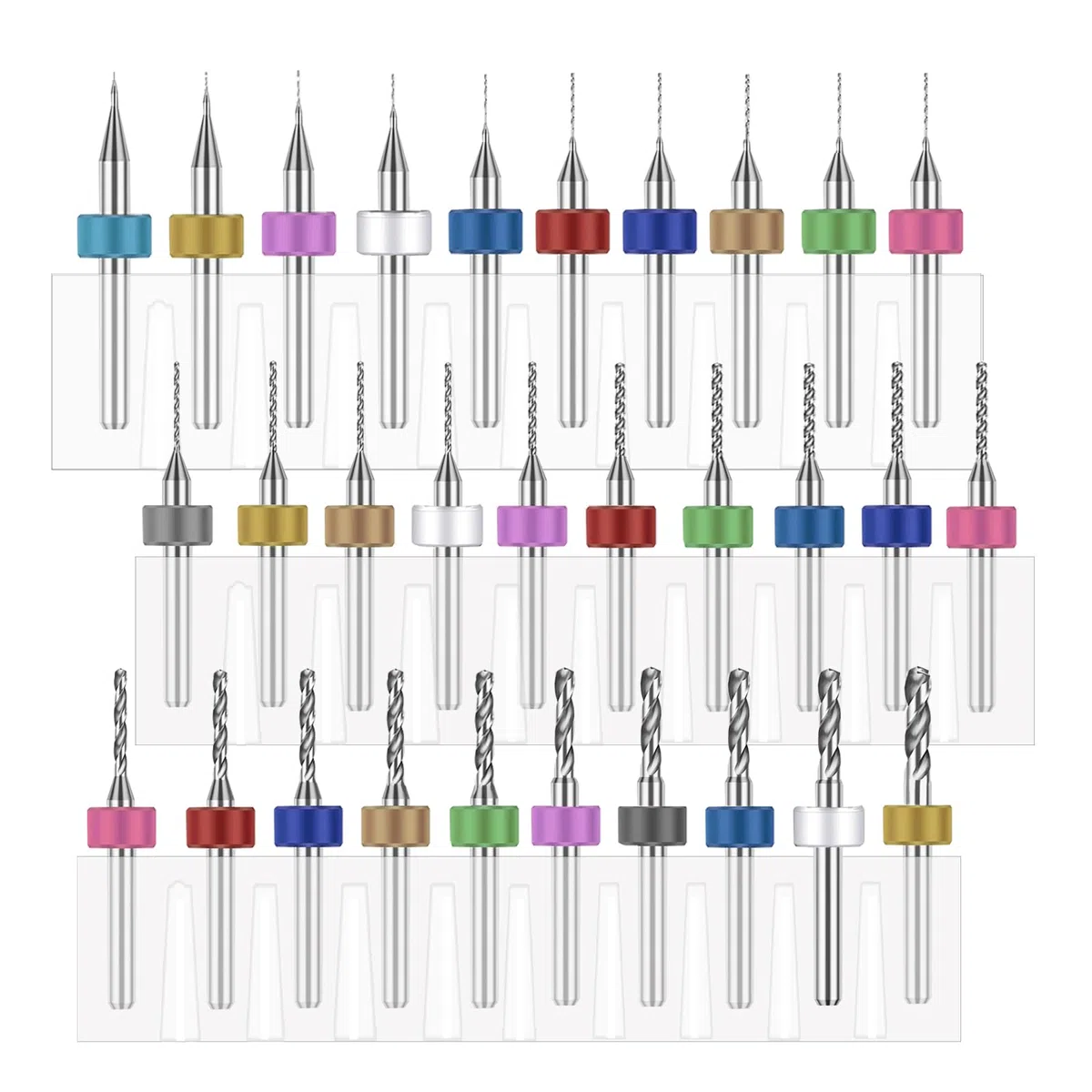Set di 30 micro punte da trapano per Dremel, flauto a spirale da 0,1 mm-3 mm, in acciaio al carburo di tungsteno, mini punte da trapano per circuiti stampati, rettifica di pietra, incisione