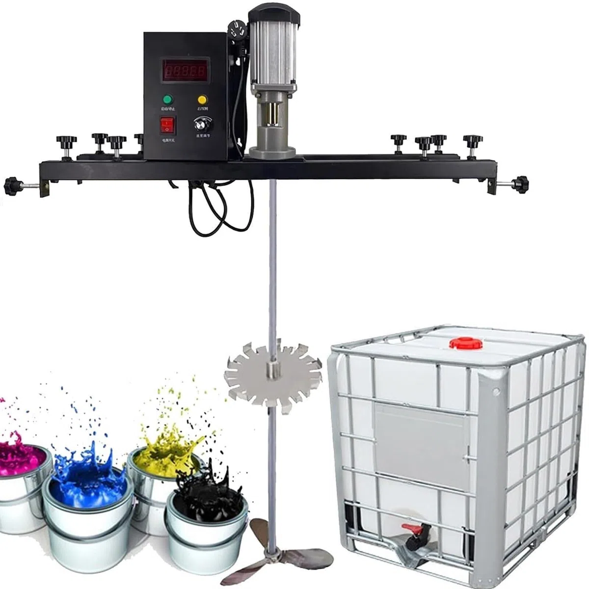 Miscelatore di vernice pneumatico Betoniera portatile, miscelatore di vernice e malta, miscelatore di vernice con barile di serbatoio, agitatore di vernice da 980 W, 0-1000 giri/min(Packageb)