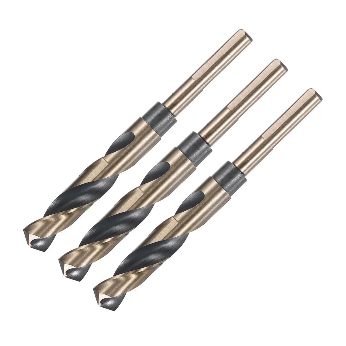 QUARKZMAN 3 Pezzi Punta A Torsione Con Gambo Ridotto 16mm Rivestimento Nero Nitruro E Oro Titanio Acciaio Rapido 4341 Con Gambo 10mm Per Acciaio Inossidabile Lega Metallo Plastica Legno