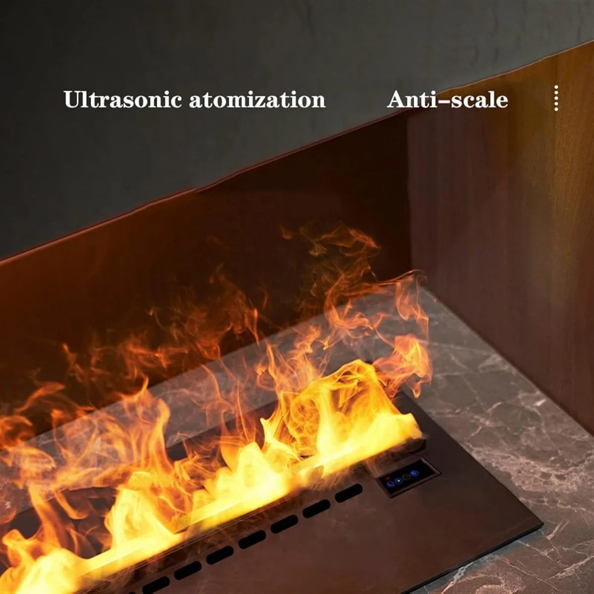 Inserto elettronico per camino con simulazione fiamma 3D e umidificatore a vapore