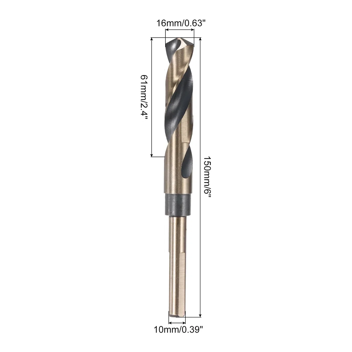 QUARKZMAN 3 Pezzi Punta A Torsione Con Gambo Ridotto 16mm Rivestimento Nero Nitruro E Oro Titanio Acciaio Rapido 4341 Con Gambo 10mm Per Acciaio Inossidabile Lega Metallo Plastica Legno