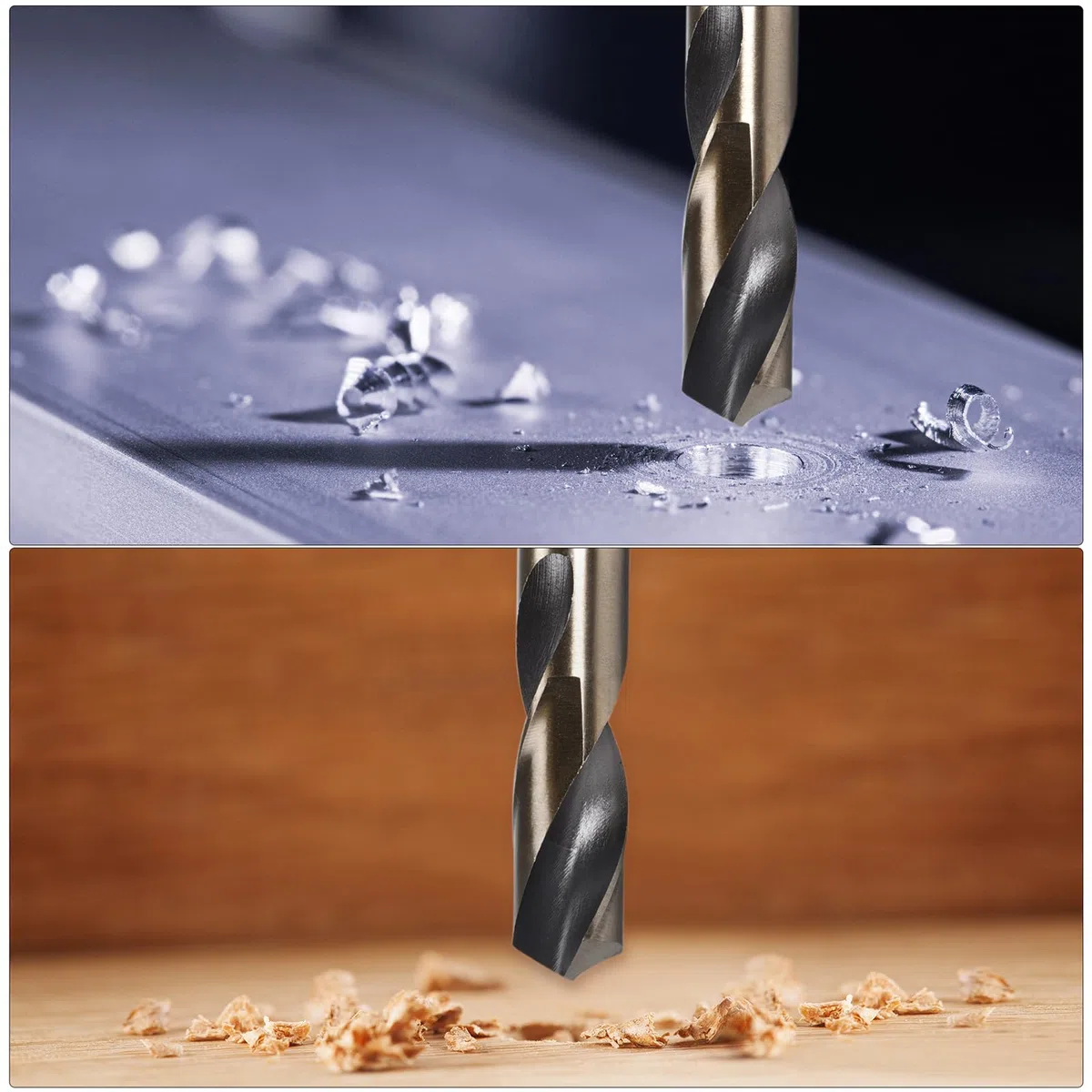 QUARKZMAN 3 Pezzi Punta A Torsione Con Gambo Ridotto 16mm Rivestimento Nero Nitruro E Oro Titanio Acciaio Rapido 4341 Con Gambo 10mm Per Acciaio Inossidabile Lega Metallo Plastica Legno