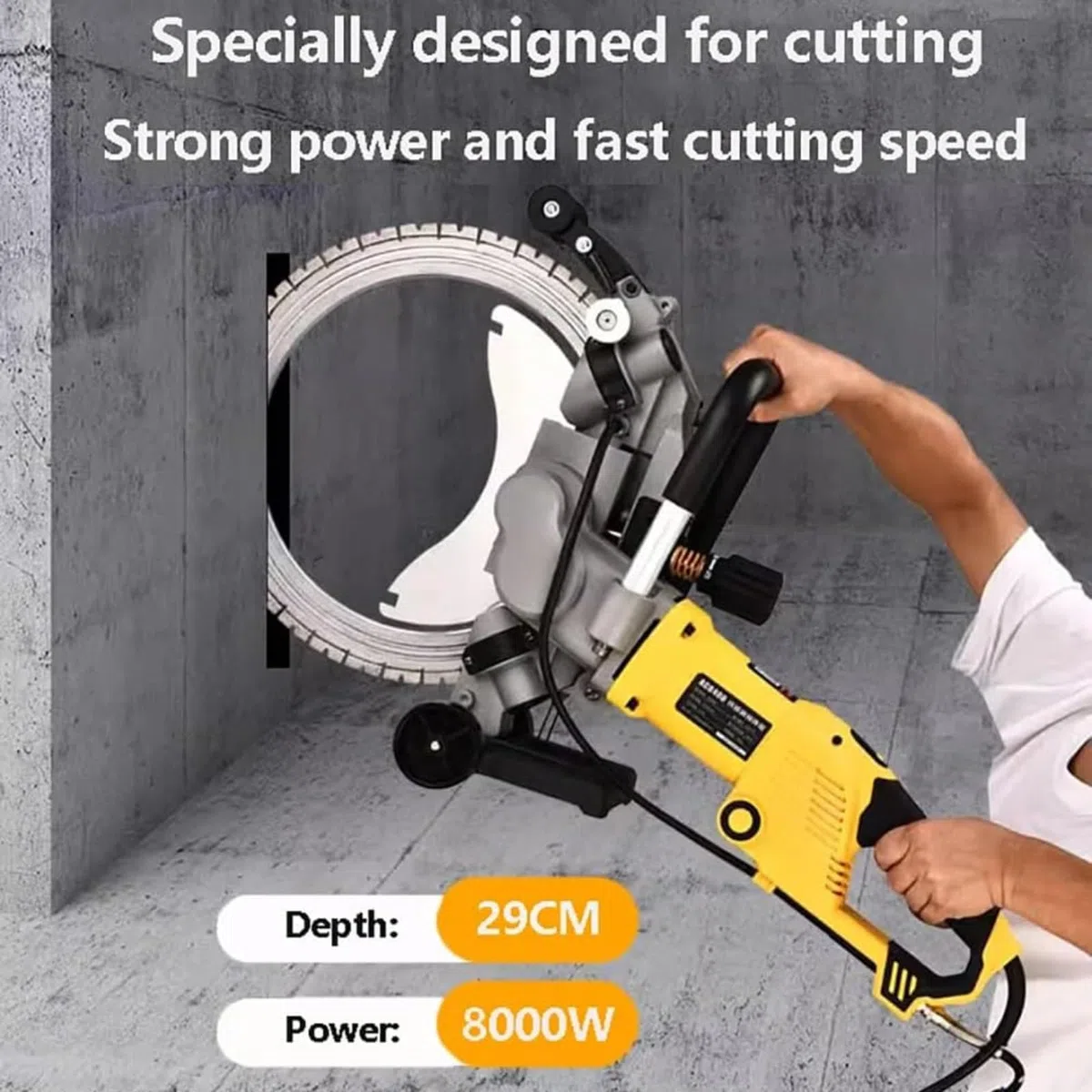 Tagliatrice per muri con Sega ad Anello elettrica, taglierina per calcestruzzo elettrica da 5000 W, profondità di Taglio 290 mm, per Tagliare Cemento, Pietra