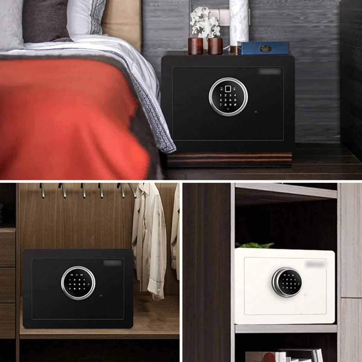 Grande cassaforte digitale – Tastiera elettronica con impronte digitali e touch screen, resistente al fuoco, cassaforte da parete con blocco di emergenza e tasti numerici, soluzione di sicurezza