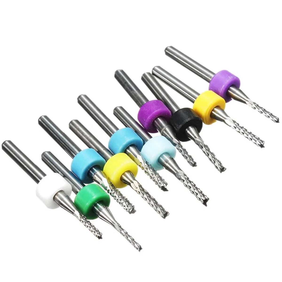 Fresa a coda di pesce 10pc 0,4mm-3,175mm per mais, 10 pezzi, 38mm, tungsteno, 1 unità