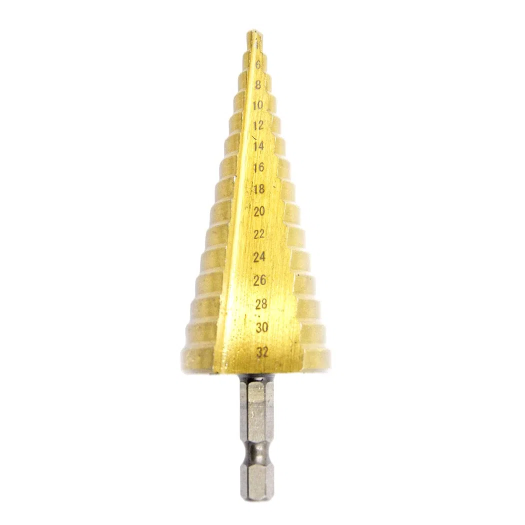 Punta per trapano a gradino, codolo esagonale (4-32 mm, oro)